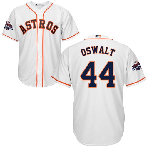 Youth Majestic Houston Astros #44 Roy Oswalt Replica White Home 2017 World Series Champions Cool Base MLB Jersey