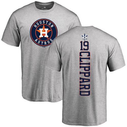 MLB Nike Houston Astros #19 Tyler Clippard Ash Backer T-Shirt